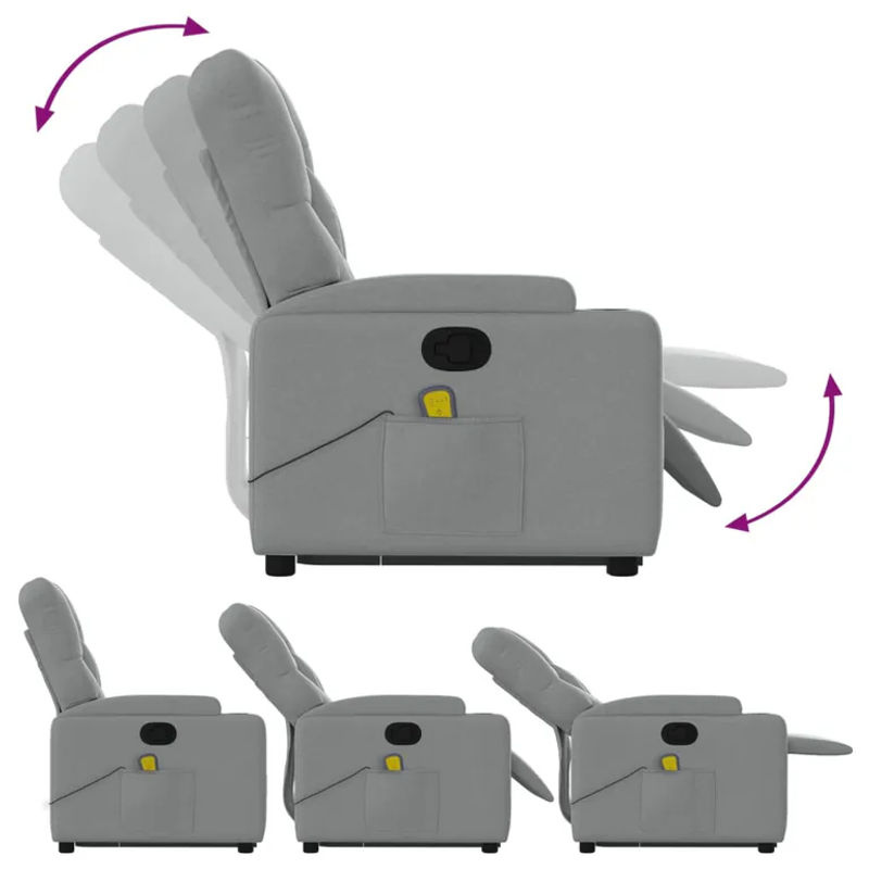 Vidaxl Massagesessel mit Aufstehhilfe in Grau aus Stoff - Bild 6