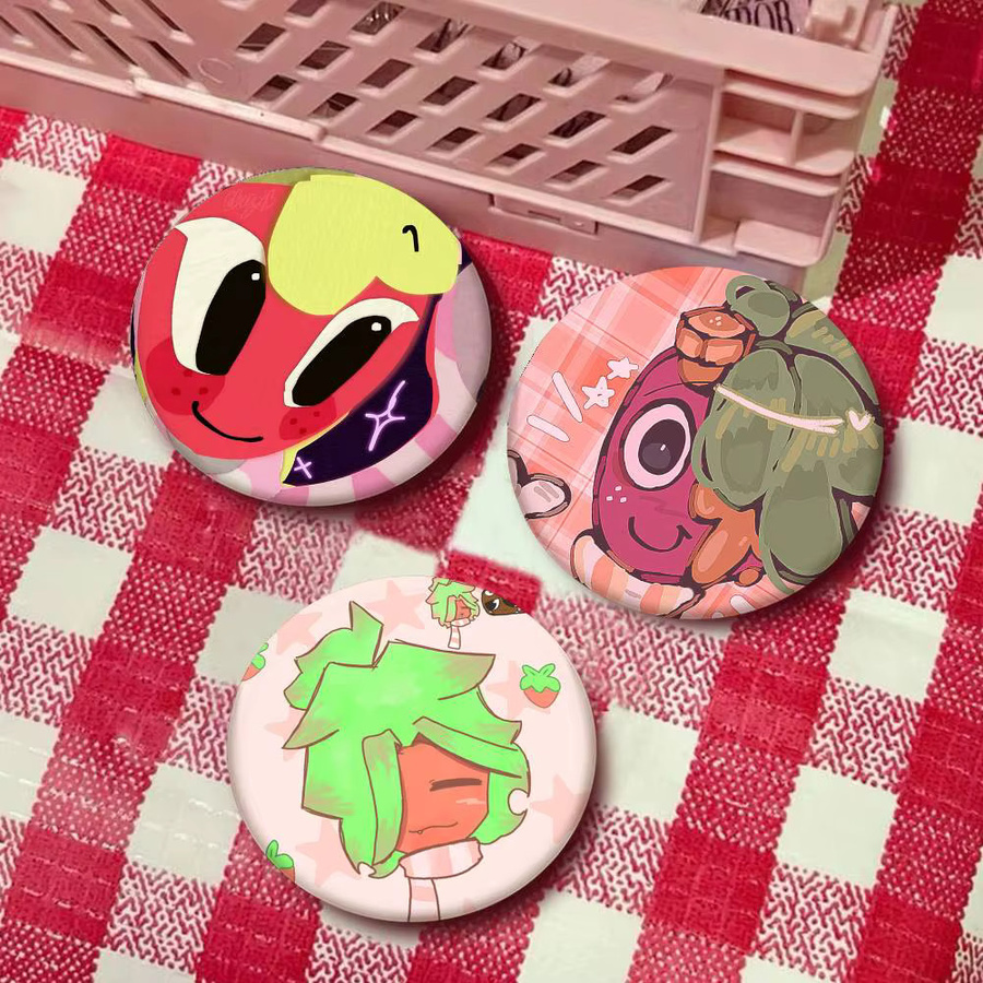 Mesuca Brosche, Emaille-Pin, Cartoon-Stil, rund - Bild 3