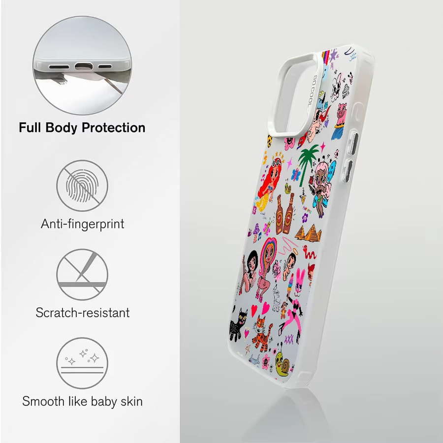 Karol G Mañana Será Bonito Handyhülle für iPhone 16 15 14 13 12 11 Pro Max Schwarz Matt Mehrfarbig Laser Metallic Aurora Design - Bild 2