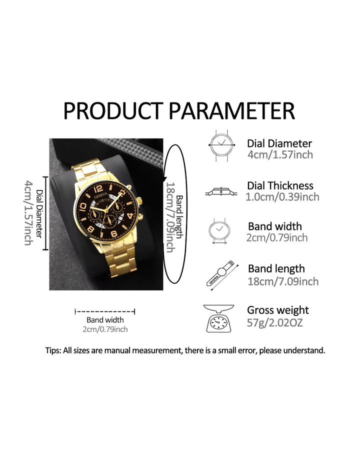CMK Digitaluhr Quarz, Messing, Gold, Herren - Bild 5