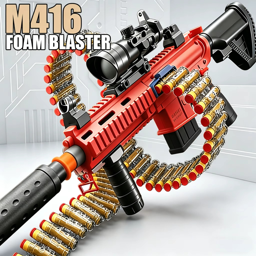 RonHam M416 Spielzeugpistole, Sturmgewehr, mit weichen Kugeln, Einzelschussfunktion, Rot - Bild 3