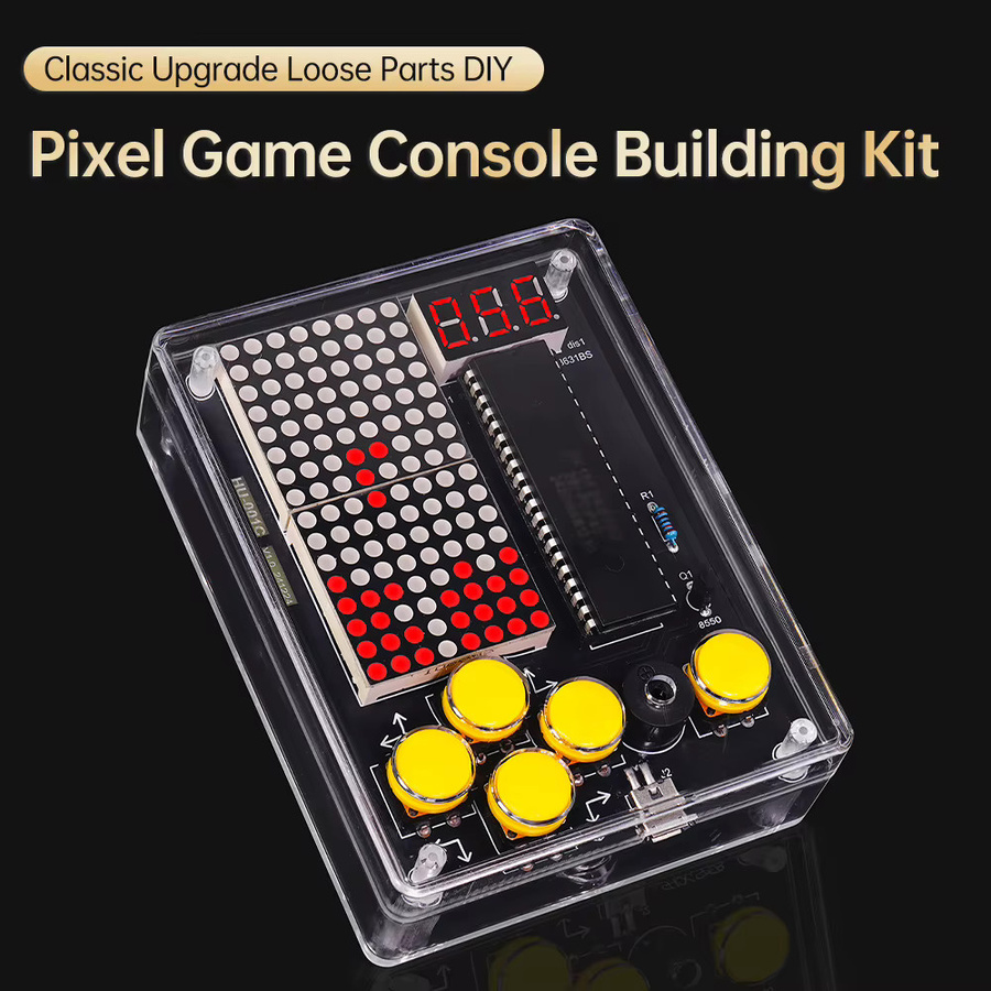 Aideepen DIY Pixel Spielkonsole Game Kit mit Acrylgehäuse und USB-C Anschluss, Green/Multicolour - Bild 4