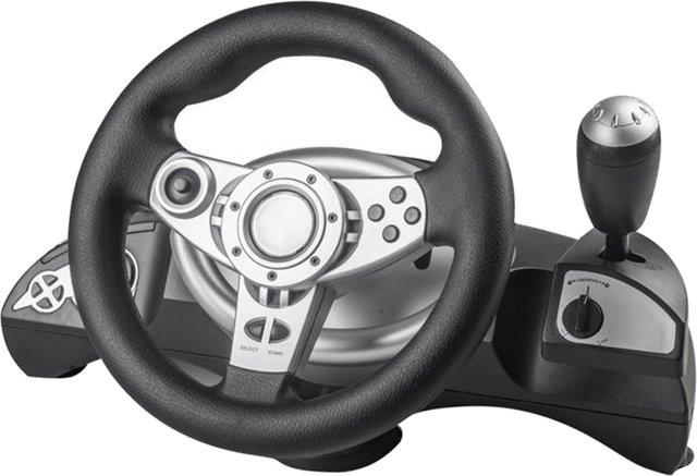 MagiDeal USB Racing Wheel Set mit Fußpedalen und Federfeedback für PS4 und PC in Schwarz - Bild 1
