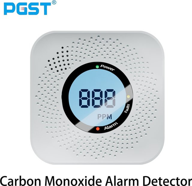 PGST CO-Alarmsensor für Zuhause, hochempfindlicher Kohlenmonoxid-Alarmmelder mit 85 dB Warnung und LCD-Anzeige in Weiß - Bild 1