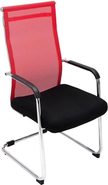 TPFLiving Besucherstuhl Brent Two mit Netzbezug und Chromgestell, Rot, B/T/H: 62,0 x 55,0 x 106,5 cm - Bild 1