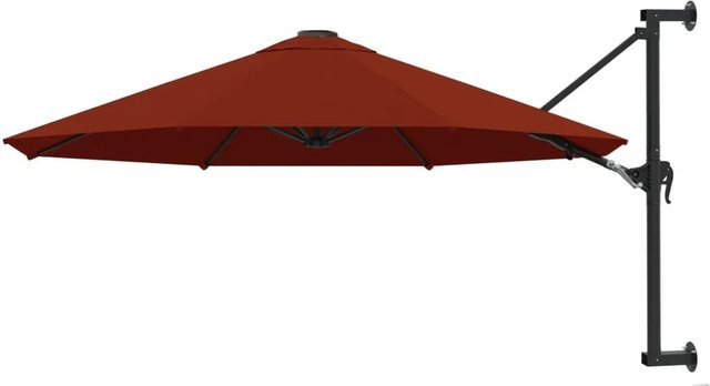 furnicato Sonnenschirm zur Wandmontage mit Metall-Mast in Terrakotta, Höhe: 300 cm - Bild 1