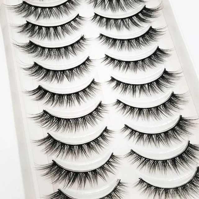 Falsche Wimpern 3D Faux Nerz, Black, 10 Paar, Natürlich - Bild 1