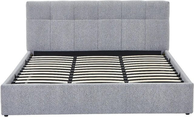 Vente-unique Bett Maziri mit Bettkasten in Grau aus Bouclé-Stoff, B/T/H: 180 x 200 x 97 cm - Bild 1
