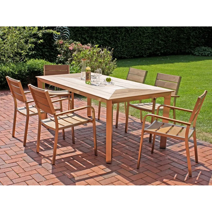 Gartenmöbelset Garden Pleasure Florence in Braun mit 9-teiliger Tischgruppe aus Aluminium und Nonwood - Bild 2