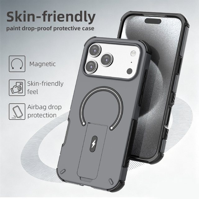 RPKKS Schutzhülle mit unsichtbarem Ständer für iPhone 17 16 Pro Max Plus, MagSafe-kompatibel, stoßfest und hautfreundlich, Farbe: Braun - Bild 1