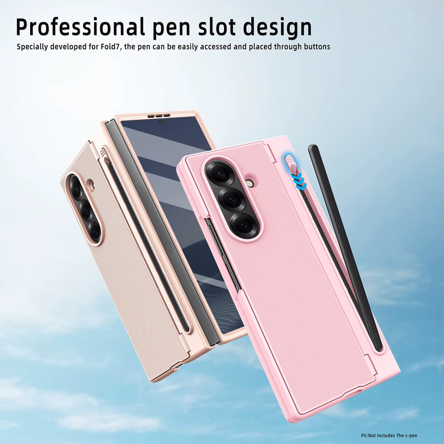 Samsung Handyhülle für Z Fold 7 und Z Fold 6 mit integriertem Stylus, Ständer und Displayschutz in Gold oder Pink - Bild 2