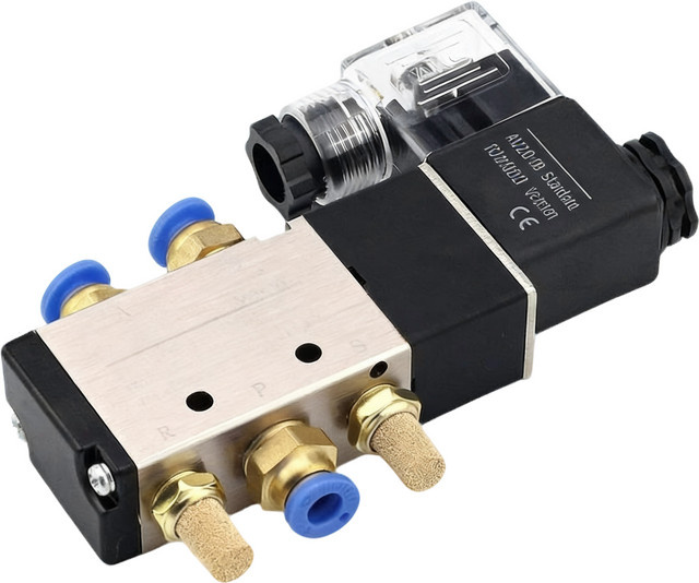 Pneumatisches Magnetventil 4V210-08 von SteelShadow als Richtungsventil zur Zylindersteuerung mit Anschluss und Schalldämpfer für 12V, 24V oder 220V - Bild 1
