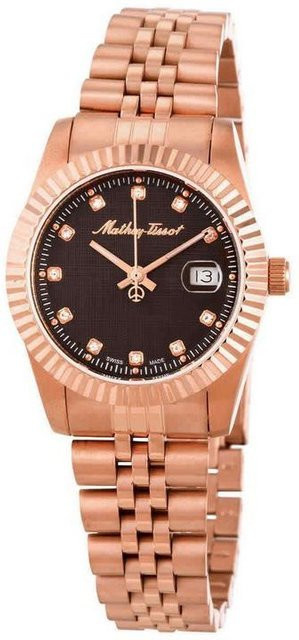 Mathey-Tissot Damenuhr, Quarz, Edelstahl, Roségold, Braun - Bild 1