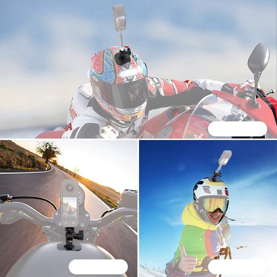 Flexible Action-Kamera Halterung mit gebogenen und flachen Basen für GoPro, Insta360 Ace Pro 2 und OSMO Action in Schwarz - Bild 3