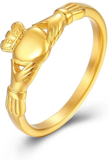 Claddagh-Ring Edelstahl, Gold, Unisex - Bild 1