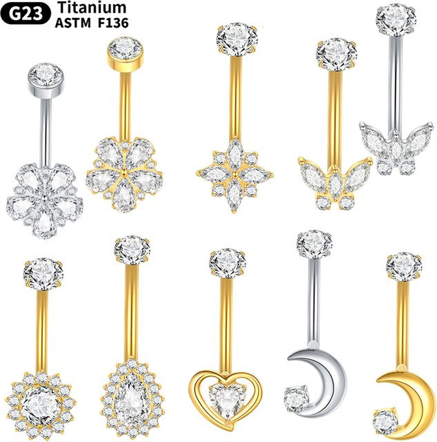 SWANJO Nabelpiercing Titan, Gold, Kristall, Unisex - Bild 1