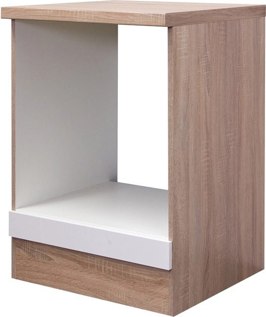Flex-Well Herdumbauschrank Valero in Weiß Hochglanz und Sonoma Eiche, B/H/T: 60 x 86 x 60 cm - Bild 1