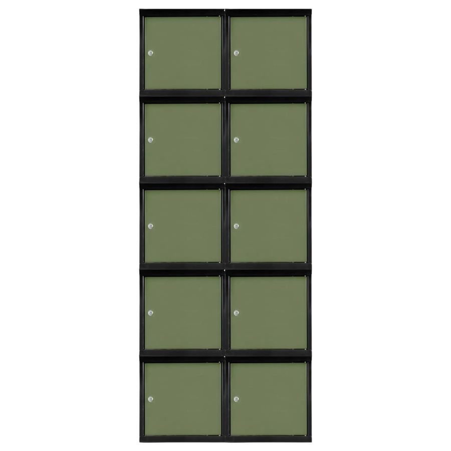 PROREGAL Blocky Schließfachwürfel Set aus 10 Einheiten mit Zylinderschloss und 2 Schlüsseln, Farbe: Anthrazit/Resedagrün, B/T/H: 40 x 40 x 40 cm - Bild 2