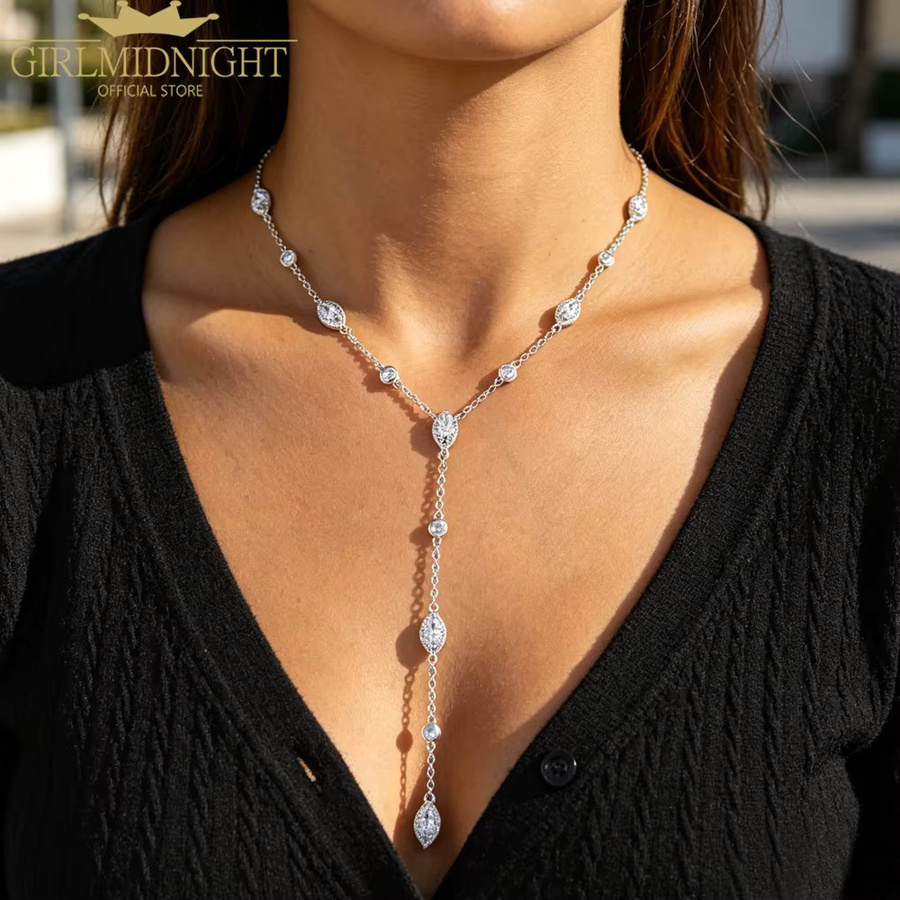 Halskette Lariat, Runde Auge Charme, CZ, Damen - Bild 2