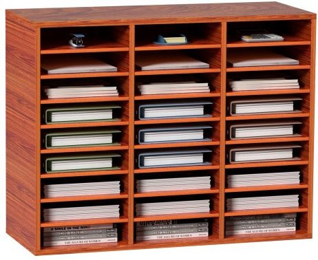 VEVOR Literatur-Organizer aus Holz mit 27 Fächern und verstellbaren Regalen, Aufbewahrung für Akten und Zeitschriften in Braun, H x B x T: 80 x 80 x 30,5 cm - Bild 1