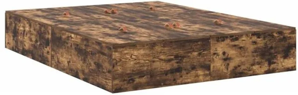 Modernes Bettgestell aus Holzwerkstoff von vidaXL in Räuchereiche Braun, B/T/H: 190 x 135 x 31,5 cm - Bild 1