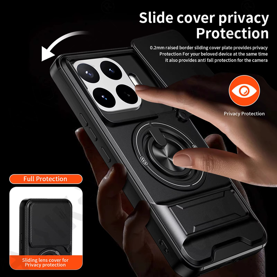 Schutzhülle für Xiaomi 17T, 15T Pro, Redmi Note 15 Plus und 17 Ultra mit Kartenhalter, Schiebe-Kameraring, Ständer und Panzerung in Schwarz oder Weiß - Bild 4
