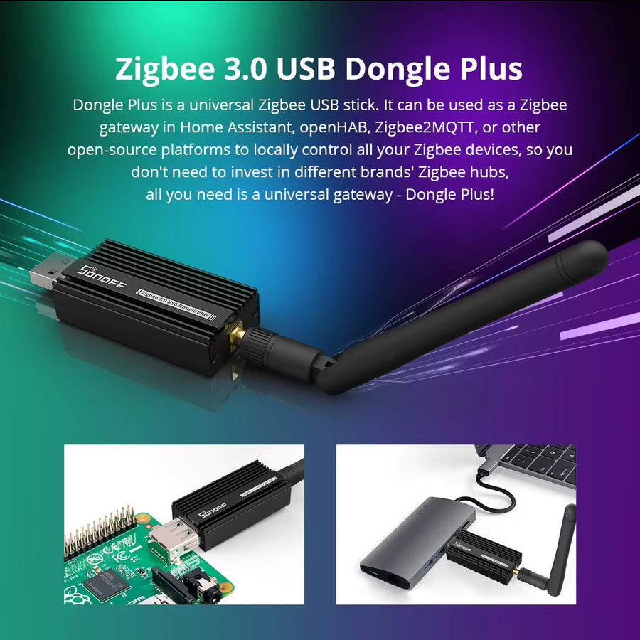 SONOFF Zigbee Dongle-E 3.0 USB-Gateway in Schwarz zur Steuerung über ZHA oder Zigbee2MQTT - Bild 2