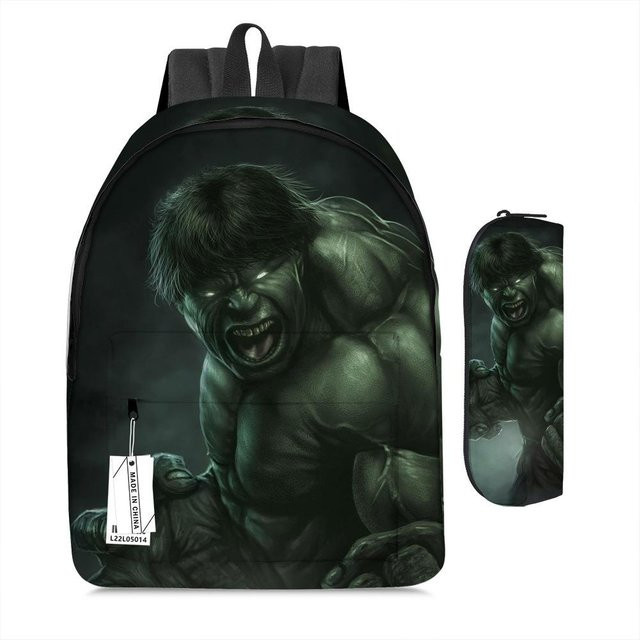 3-teiliges Schulrucksack-Set für Schüler in Grün aus Oxford-Stoff mit Schultasche und Federmäppchen - Bild 1