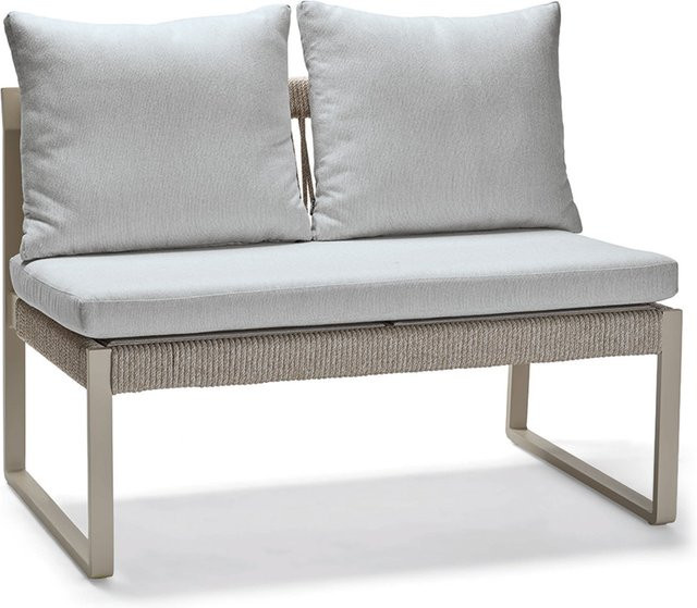Stern Bank Tammo 2-Sitzer aus Aluminium in Greige mit Kordel und perlgrauem Kissenset aus 100% Polyacryl - Bild 1