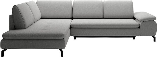 Vente-unique Schlafsofa Archibald in Grau mit L-Form und Strukturstoff - Bild 1
