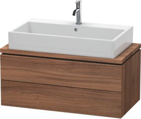 Duravit Waschtischunterschrank Compact L-Cube in Nussbaum Natur mit 2 Schubladen, Breite: 92 cm, Tiefe: 47,7 cm, Höhe: 40 cm - Bild 1