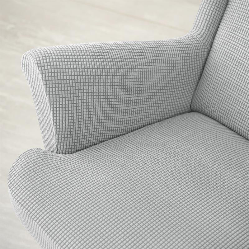 3-teiliges Jacquard Sesselbezug-Set mit Ottoman und Kissenbezug in Grau, dehnbare Ohrensesselbezüge aus Polyester - Bild 1