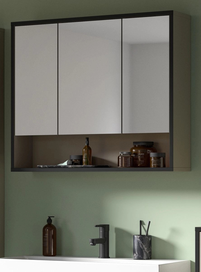 Inn.Furn Badezimmer Spiegelschrank Scana in Sand mit Glastüren und Soft-Close-Funktion, Breite: 80 cm - Bild 1