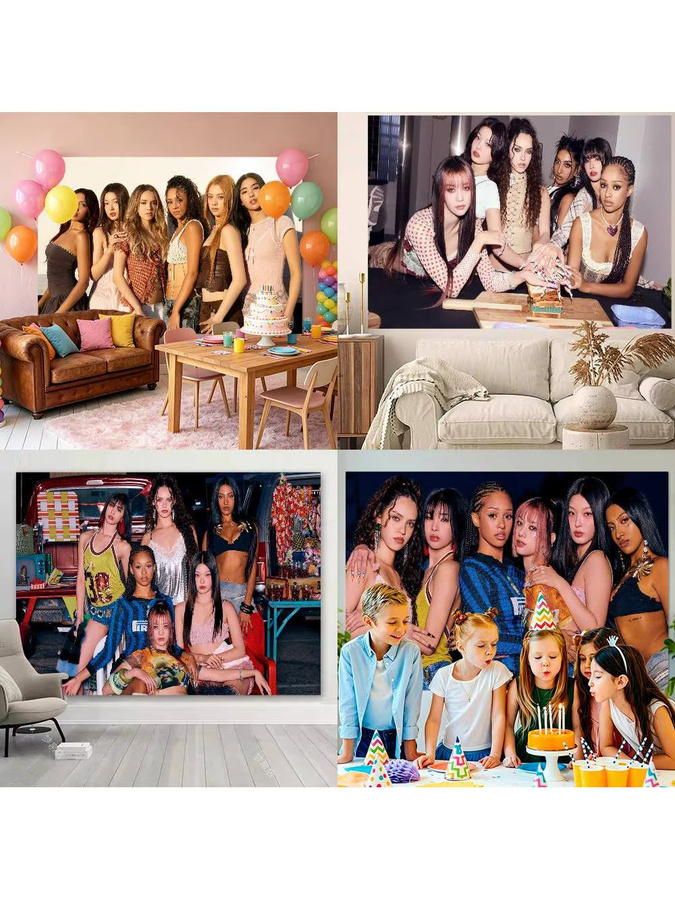 K-Katseye Kpop Band Fotohintergrund aus Kunstpapier, Mehrfarbig - Bild 3