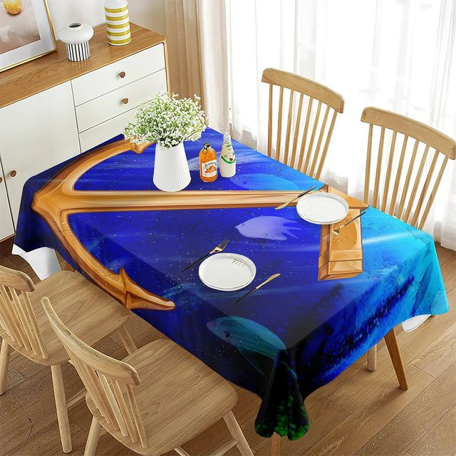 Nautische Anker Tischdecke von Fancy Style Studio, Blau, Rechteckig, B/T: 70 x 70 cm - Bild 1