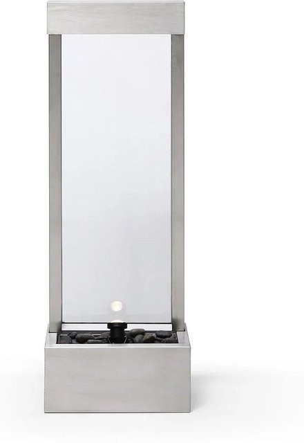 Vente-unique Gartenbrunnen Panga in Silber, moderner Standbrunnen aus Metall und Glas, Höhe: 39 cm - Bild 1