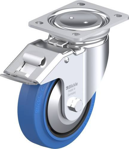 Blickle Lenkrolle mit Feststeller 160XR-FI-SB-FA in Schwarz-Blau, Rad-Durchmesser: 160 mm, Tragfähigkeit: 400 kg - Bild 1