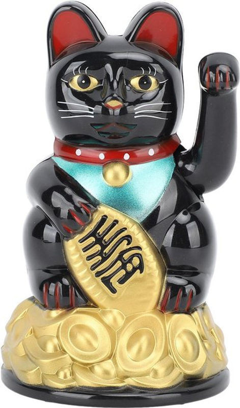 Tooarts Glückskatze-Ornament in Schwarz, batteriebetrieben, Höhe: 11,4 cm - Bild 1