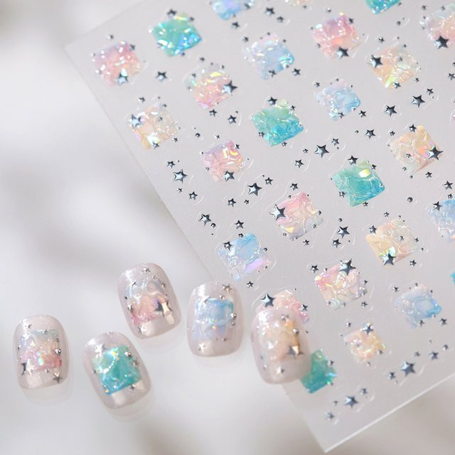 NAILFYOU Nagelaufkleber, schimmernd, quadratisch, Kinder - Bild 1