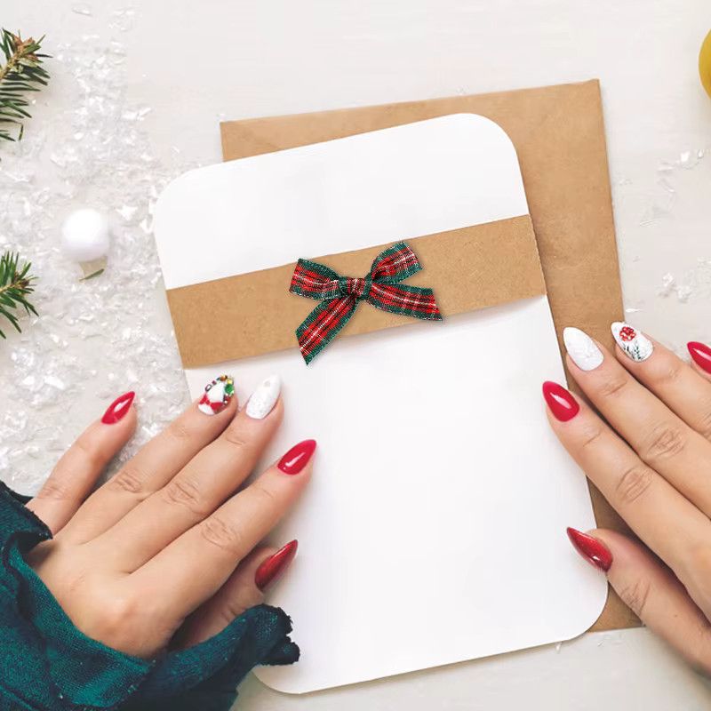 50 Stück ZQCXLD Weihnachts-Stoffschleifen in Rot und Grün, kariertes Nähzubehör für Weihnachtsbaum-Anhänger und Scrapbooking - Bild 4