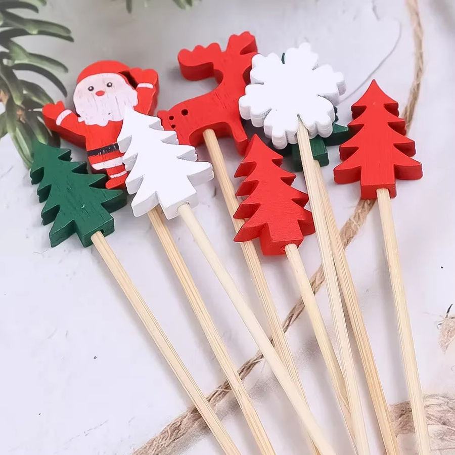 50er Set Mini Bambus Zahnstocher mit Banner-Design für Party und Cupcake Dekoration, Mehrfarbig - Bild 4
