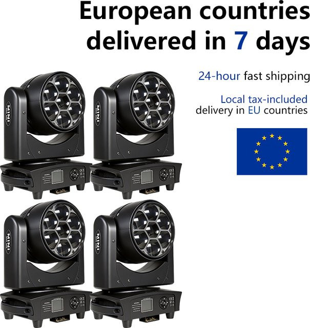 AICPOSE Bee Eye 4-in-1 RGBW LED Beam und Wash Moving Head mit Zoom, 4er Set, Schwarz - Bild 1