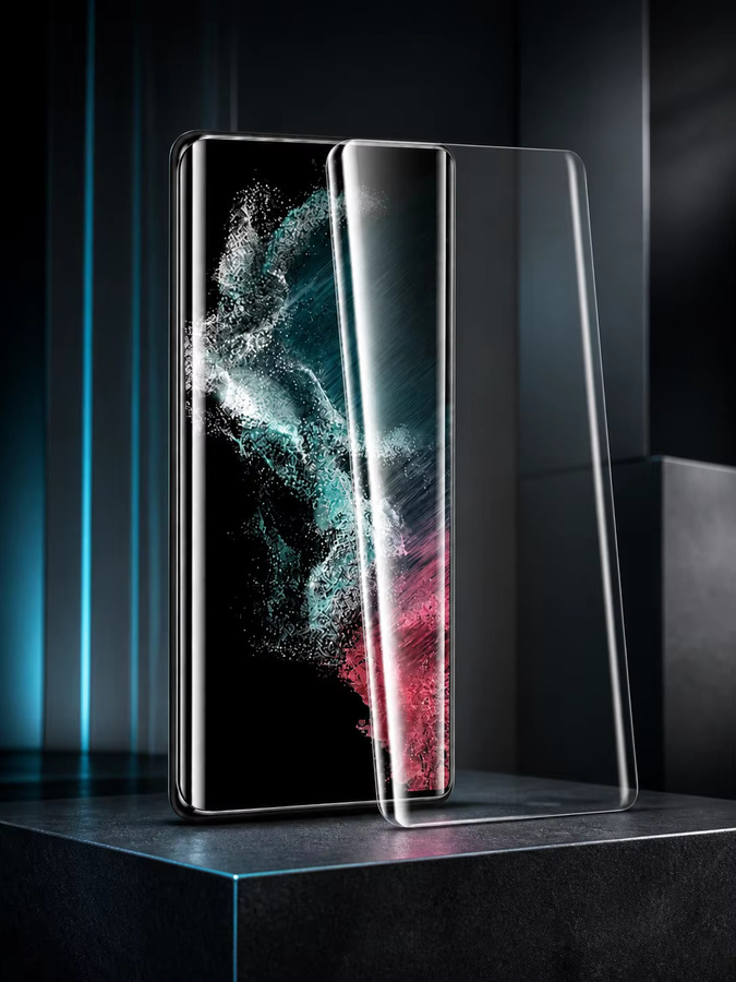 SKIG UV-Schutzfolie aus gehärtetem Glas für Samsung Galaxy S24 Ultra S23 S22 S21 S20 Plus, transparent, vollständig gebogen - Bild 7