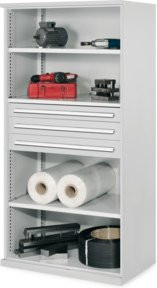 Kappes Schwerlastregal Mod. 43 OMT in Grau mit 3 Fachböden und 3 Schubladen, Stahlkonstruktion, Höhe: 195,0 cm, Breite: 60,0 cm, Tiefe: 1,0 cm - Bild 1