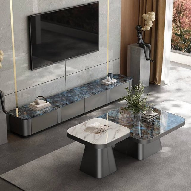 ZHIO TV-Schrank aus MDF modern und ausziehbar in Schwarz - Bild 1
