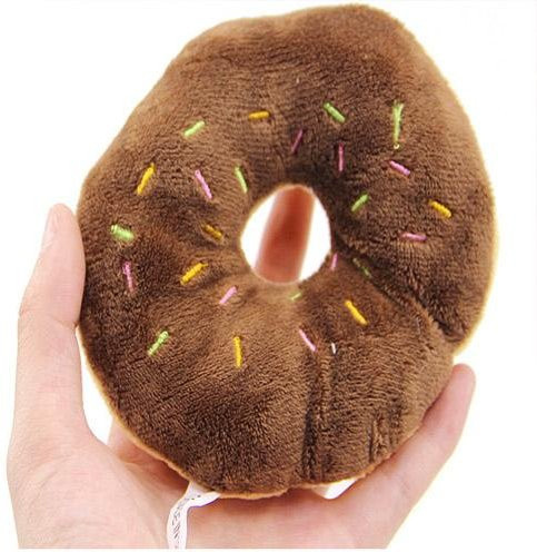 Plüsch-Donut-Brot-Spielzeug, Plüschtier Sahne-Donut, Quietschendes Hundespielzeug, kaffeebraun - Bild 1