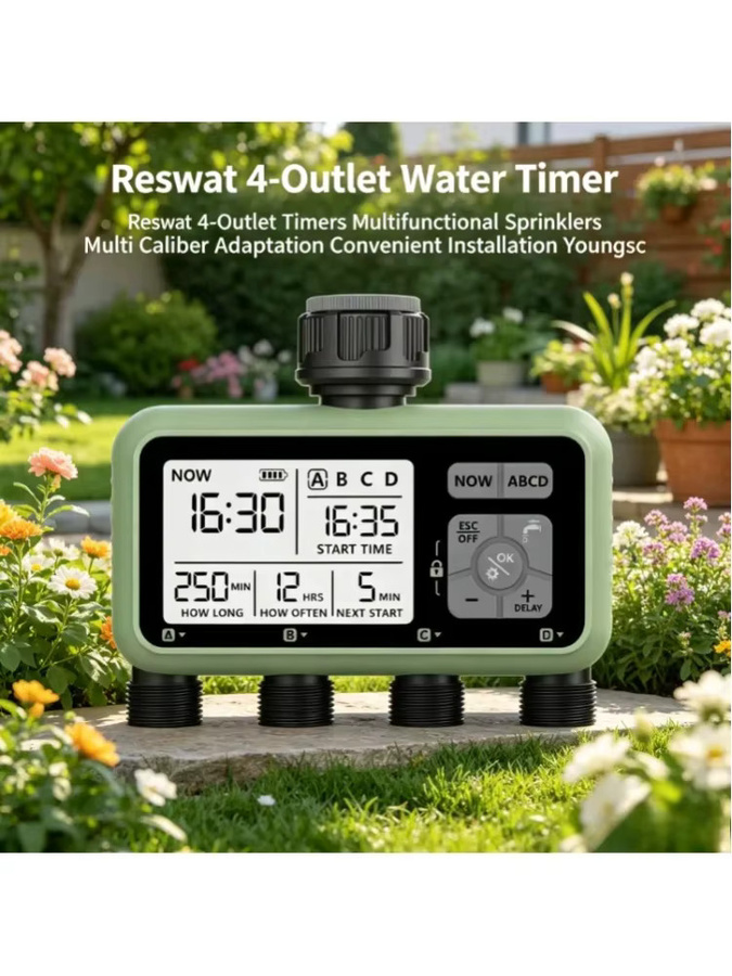 Reswat 4-fach Bewässerungstimer in Grün mit Mehrkaliber-Anpassung für Haus und Garten - Bild 8