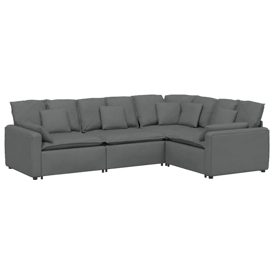 vidaXL Modulares L-Shape Sofa in Dunkelgrau mit Stoffbezug und Kissen - Bild 2