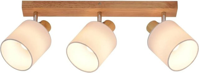 NETTLIFE Deckenleuchte aus Holz und Stoff in Braun, verstellbare LED-Zylinderleuchte im rustikalen Design - Bild 1