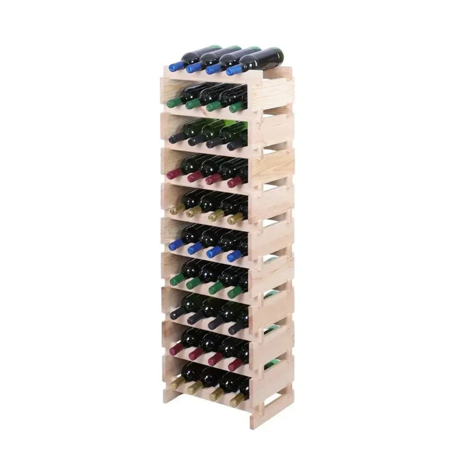PROREGAL Weinregal VINOTECA FLEX aus massivem Kiefernholz, braun, unbehandelt, 10 Ebenen für 40 Flaschen, H x B x T: 135 x 46 x 32 cm - Bild 2